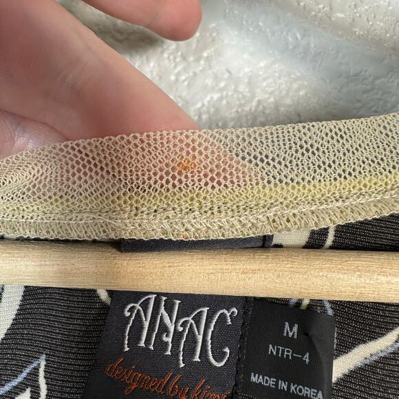 ANAC Designed by Kimi 90s Y2K Artsy Asian Inspired Print Mesh Knit Tee Top M - Picture 8 of 12